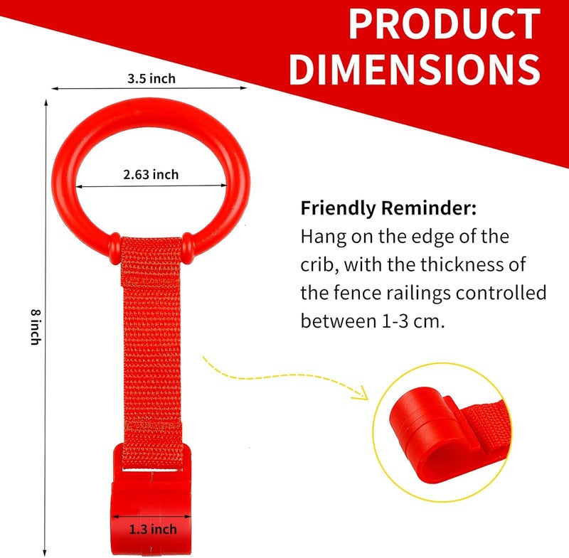 Rindion 3PCS Baby Pull Up Rings, Standing Walker Exercises Assistant Rings, Playpen Crib Hook Ring - Baby Walking Training Tool - Image 2